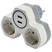 Разветвитель сетевой 2-местный с/з STEKKER ADP16-14-20, 250V, 16A и 2-мя USB выходами на 2,4А, огнеустойчивый пластик, белый/серый - фото