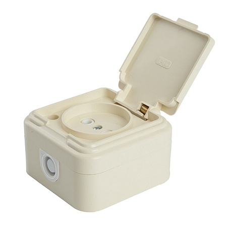 Розетка 1-местная б/з STEKKER, PST16-20-20 (RA 16-131-БЖ), пластик АВС, 250В, 16А, IP20, слоновая кость - фото