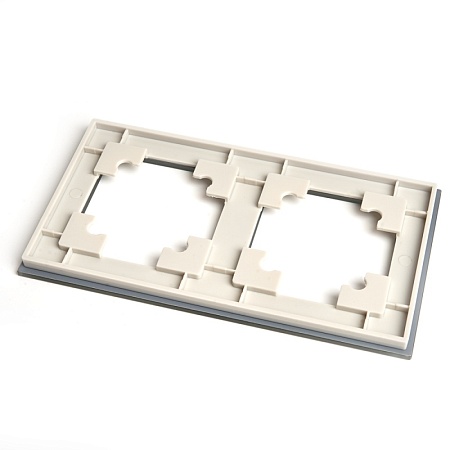 Рамка 2-местная, стекло, STEKKER GFR00-7002-07, серия Катрин, дымчатый - фото