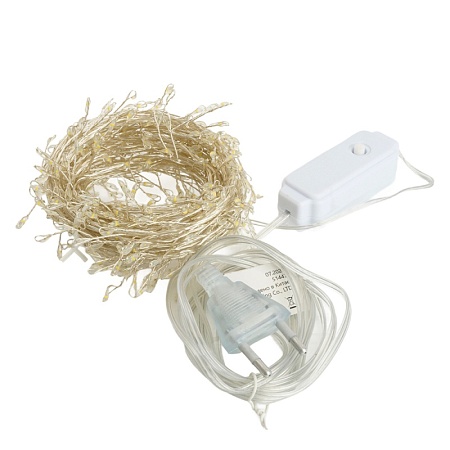 Светодиодная гирлянда Кластер (на проволоке) Feron CL584 линейная 12м 5000К, c питанием от сети 230V, прозрачный шнур - фото