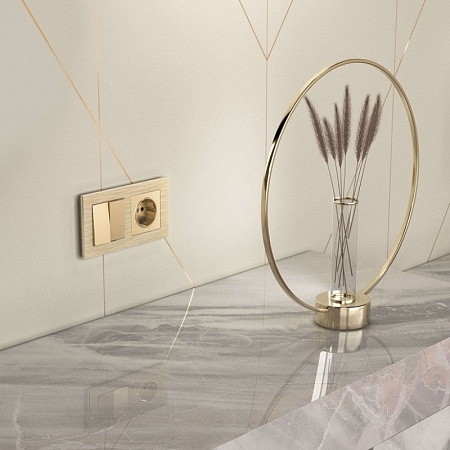 Рамка из металла на 2 поста Аluminium шампань алюминий W0021711 - фото