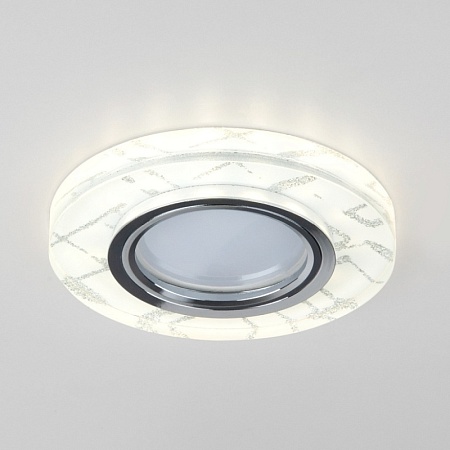 Точечный светильник с LED подсветкой 8371 MR16 WH/SL белый/серебро - фото