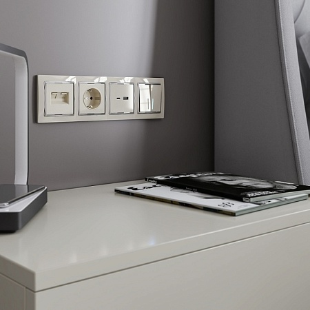 Розетка двойная Ethernet RJ-45 слоновая кость WL03-RJ45+RJ45 -ivory - фото