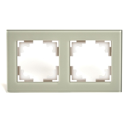 Рамка 2-местная, стекло, STEKKER GFR00-7002-07, серия Катрин, дымчатый - фото