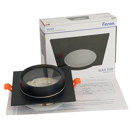 Светильник встраиваемый Feron DL505 потолочный GX53 черный квадрат IP44 - фото