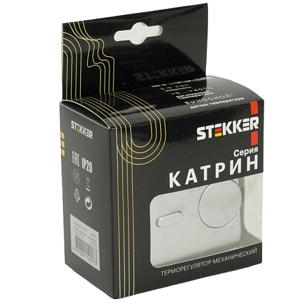 Терморегулятор механический для теплого пола (механизм), STEKKER GLS00-7117-03, 250В, 3500Вт, серия Катрин, серебро - фото
