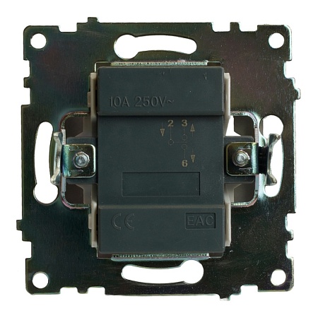 Переключатель 1-клавишный (механизм), 250В, 10А, серия Катрин, графит, GLS10-7105-06 - фото