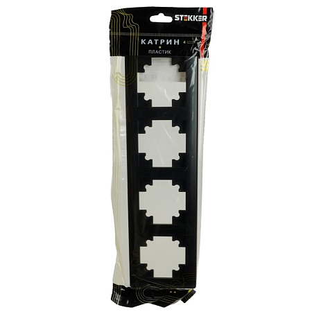 Рамка STEKKER, PFR00-7004-05 4-местная, пластик, серия Катрин, черный - фото