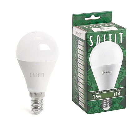 Лампа светодиодная SAFFIT SBG4515 Шарик E14 15W 230V 4000K - фото