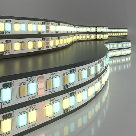 Лента светодиодная 24 В 16 Вт/м 240 Led/м 2835+2835 IP20, MIX теплый белый 3300K/холодный белый 6500K, 5 м Лента светодиодная 24V 16W 240Led 2835+2835 IP20 MIX теплый белый/холодный белый, 5м Elektrostandard - фото