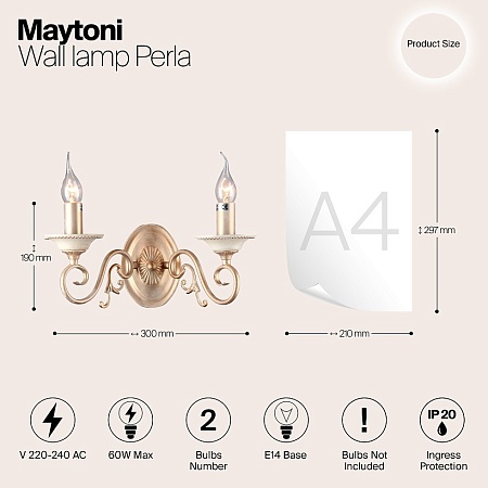 Настенный светильник (бра) Maytoni Perla ARM337-02-R - фото