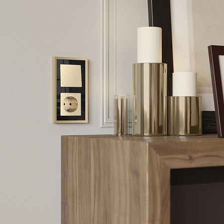 Рамка из металла на 2 поста Baguette черный/латунь W0022852 - фото