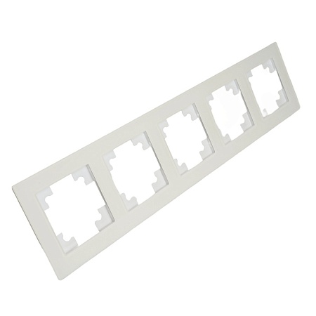 Рамка 5-местная, стекло, STEKKER, GFR00-7005-01М, серия Катрин, белый матовый - фото