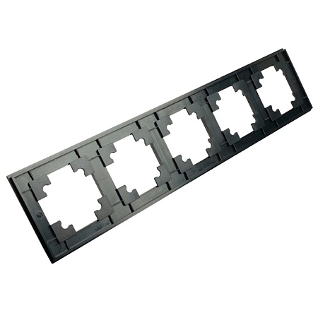 Рамка 5-местная, металл, STEKKER, MFR00-7005-05, серия Катрин, черный - фото