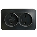 Розетка 2-местная б/з открытой установки, STEKKER, 250В, 10А, IP20, серия София, черный матовый, MST10-12-05 - фото