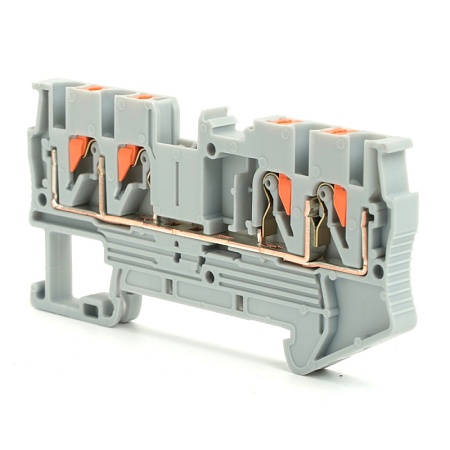 Зажим пружинный, 4-проводной проходной ЗНИ - 2,5 ,JXB PT 2,5 , серый LD574-1-25 - фото