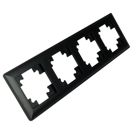 Рамка STEKKER, PFR00-7004-05 4-местная, пластик, серия Катрин, черный - фото