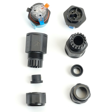 Соединитель-коннектор LD540  разъемный с замком 3-контактный, с пружинным контактом IP68, черный - фото