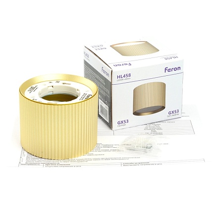 Светильник потолочный Feron HL458  Barrel ARIA 12W, 230V, GX53, золото - фото