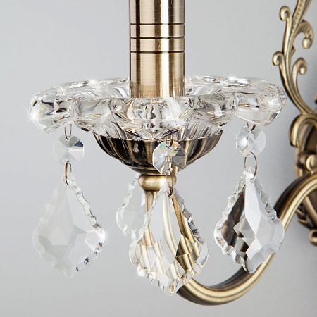 Настенный светильник Eurosvet 3281/1 античная бронза / прозрачный хрусталь - фото