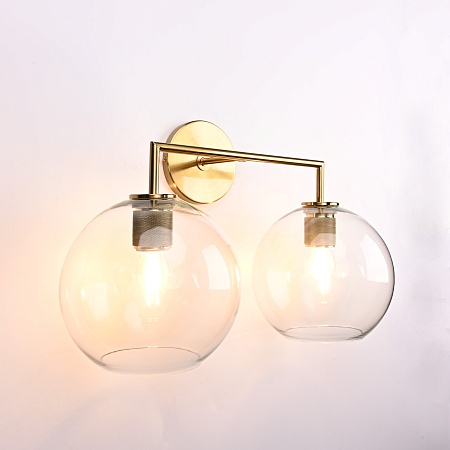 Бра Rh Utilitaire Globe Shade Double Sconce Brass Imperiumloft 123273-22 - фото