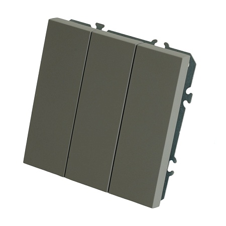 Выключатель 3-клавишный (механизм), STEKKER, 250В, 10А, серия Эмили, RSW10-5108-10, платиново-серый, soft touch - фото