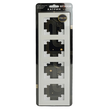 Рамка 4-местная, стекло, STEKKER, GFR00-7004-01, серия Катрин, белый матовый - фото