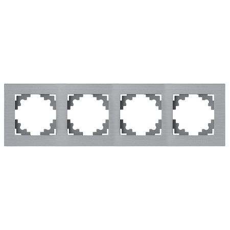 Рамка 4-местная, металл, STEKKER, MFR00-7004-03, серия Катрин, серебро - фото