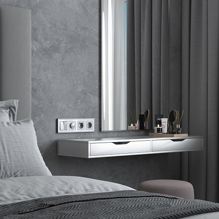 Рамка на 4 поста Baguette (белый/серебро) W0042850 - фото