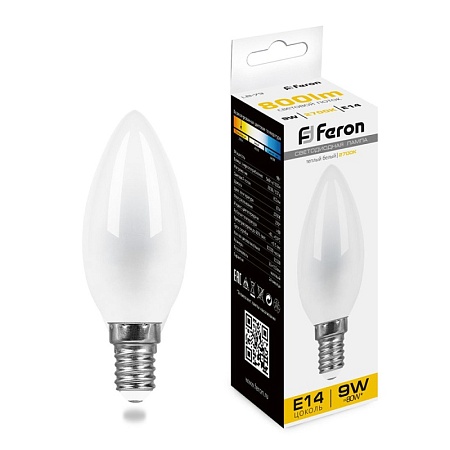 Лампа светодиодная Feron LB-73 Свеча E14 9W 230V 2700K - фото
