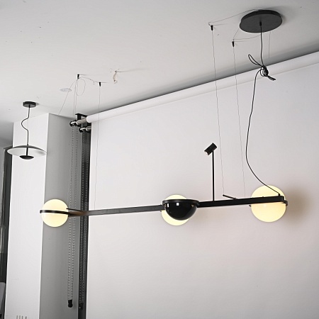 Реечный Подвесной Светильник Palma Wall Lamp 3 Шара + 1 Вазон Горизонтальная Imperiumloft 204173-22 - фото