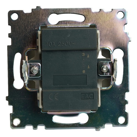 Выключатель 1-клавишный c индикатором (механизм), 250В, 10А, серия Катрин, графит, GLS10-7101-06 - фото