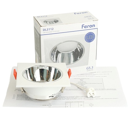 Светильник встраиваемый Feron DL3112 потолочный MR16 G5.3 белый + хром - фото