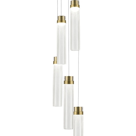 Светильник подвесной ST-Luce Латунь/Прозрачный LED 5*12W 4000K SL6236.303.05 - фото