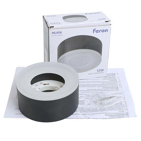 Светильник потолочный Feron HL456 12W, 230V, GX53, черный - фото