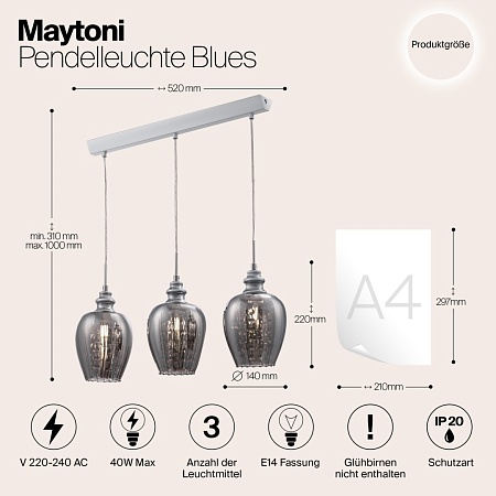 Подвесной светильник Maytoni Blues MOD033-PL-03-N - фото