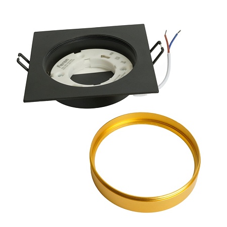 Светильник встраиваемый Feron DL506 потолочный GX53 черный + золото квадрат - фото