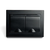 Розетка 2-местная с/з с крышкой, STEKKER, PST16-9015-03, 250В, 16А, серия Эрна, черный