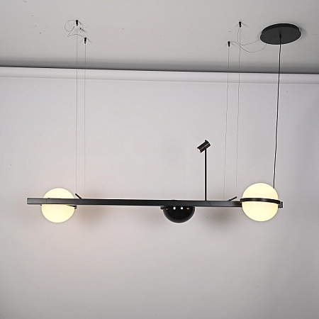 Реечный Подвесной Светильник Palma Wall Lamp 2 Шара + 1 Вазон Горизонтальная Imperiumloft 204172-22 - фото
