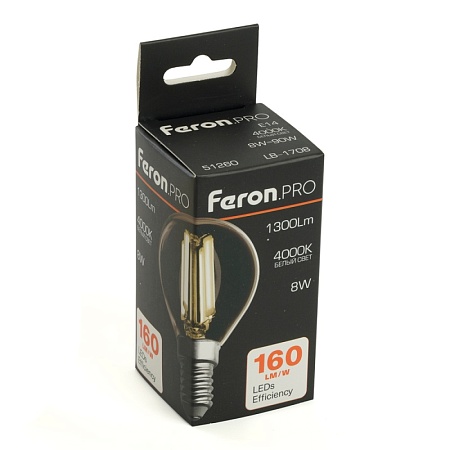 Лампа светодиодная Feron.PRO LB-1708 Шарик E14 1300LM 8W 175-265V 4000K - фото