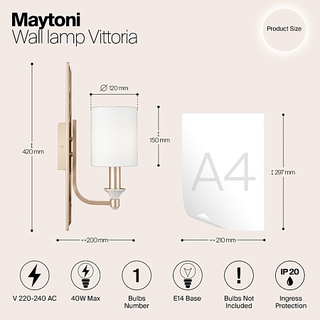 Настенный светильник (бра) Maytoni Vittoria H005WL-01BG - фото