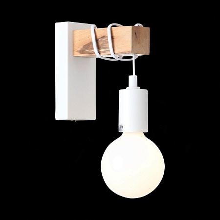 Светильник настенный Белый, Светлое дерево E27 1*60W SL1142.501.01 - фото