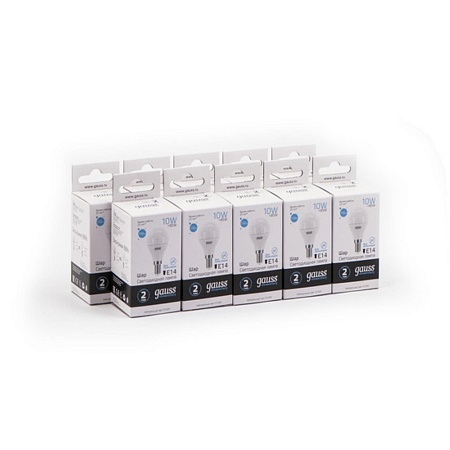 Светодиодная лампа Gauss Шар 10W 730Lm 4100K E14 53120 - фото