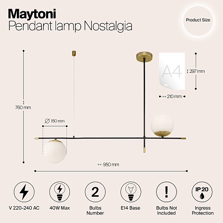 Подвесной светильник Maytoni Nostalgia MOD048PL-02G - фото