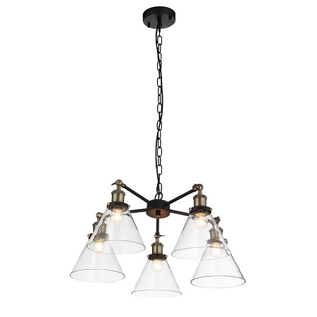 Люстра подвесная ST-Luce Черный, Матовое золото/Прозрачный E27 5*60W SL237.413.05 - фото