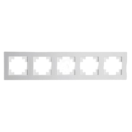 Рамка 5-местная, стекло, STEKKER, GFR00-7005-01М, серия Катрин, белый матовый - фото