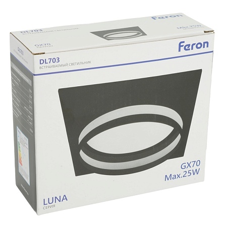 Светильник встраиваемый Feron DL703 LUNA потолочный GX70 черный квадрат - фото