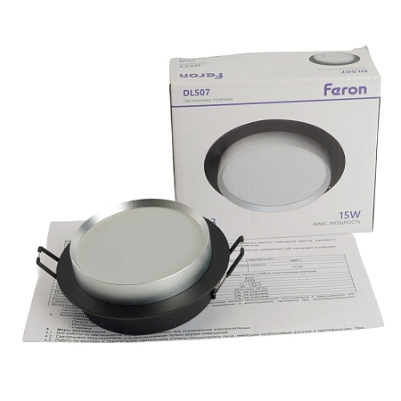 Светильник встраиваемый Feron DL507 потолочный GX53 черный + серебро круг - фото