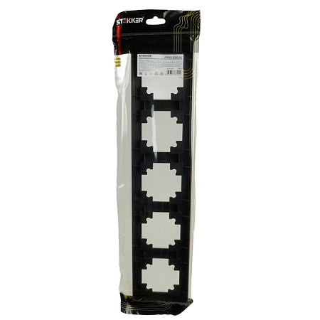 Рамка STEKKER, PFR00-7005-05 5-местная, пластик, серия Катрин, черный - фото