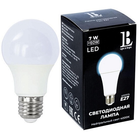 Светодиодная лампа L&B E27-7W-4000K-A60_lb - фото